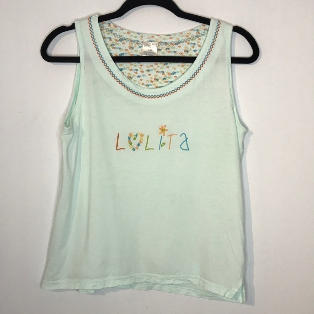vintage Lolita embroidered mint green tank top